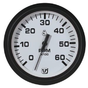 Uflex 6000 RPM PETROL INB ENG TACHO GAUGE WHITE (click for enlarged image)